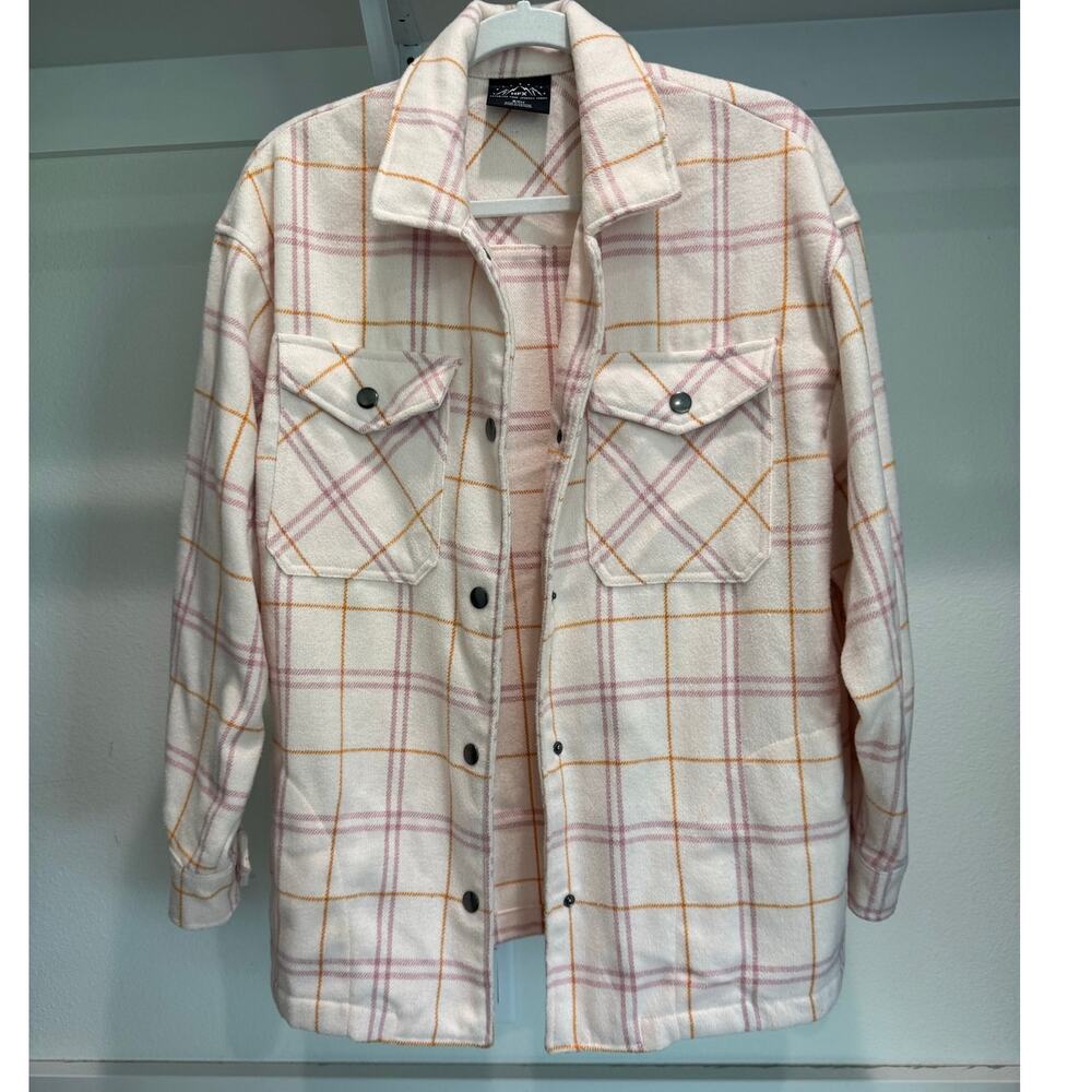 HFX Women's Oversized Shacket Flannel Warm Size Small Pink